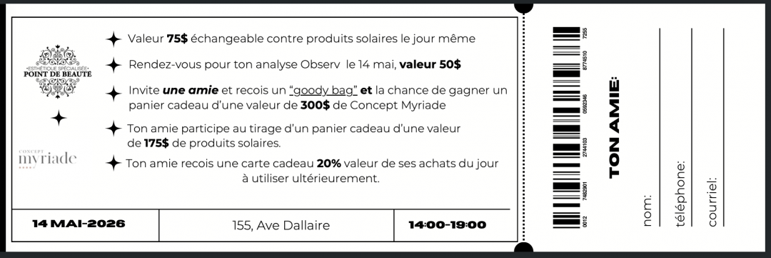 Billet VIP solaire 14 mai 2026 sur rendez-vous.